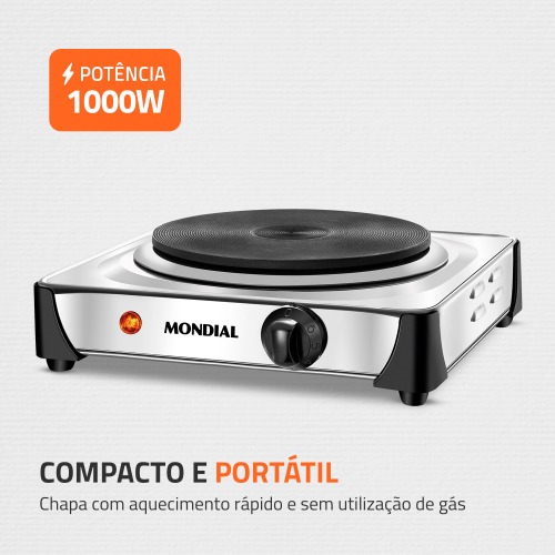 Fogão elétrico de mesa 1 prato 1.000 watts - Fast Cook 110V Fogão elétrico de mesa 1 prato 1.000 watts - Fast Cook 110V