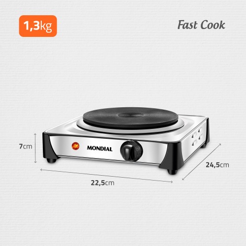 Fogão elétrico de mesa 1 prato 1.000 watts - Fast Cook 110V Fogão elétrico de mesa 1 prato 1.000 watts - Fast Cook 110V