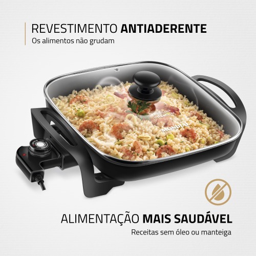 Panela elétrica quadrada 1.200 watts Quad Multicook - PE-49 110V Panela elétrica quadrada 1.200 watts Quad Multicook - PE-49 110V