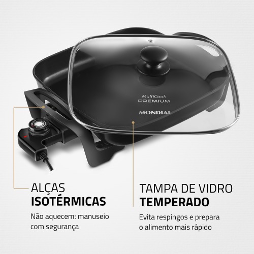 Panela elétrica quadrada 1.200 watts Quad Multicook - PE-49 110V Panela elétrica quadrada 1.200 watts Quad Multicook - PE-49 110V