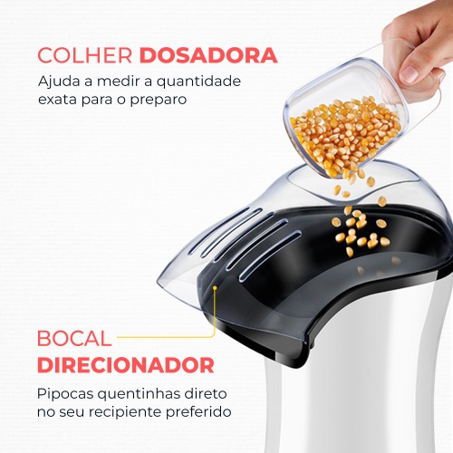 Pipoqueira el�trica com bico direcionador 1200 watts branca- PopFlix  220V