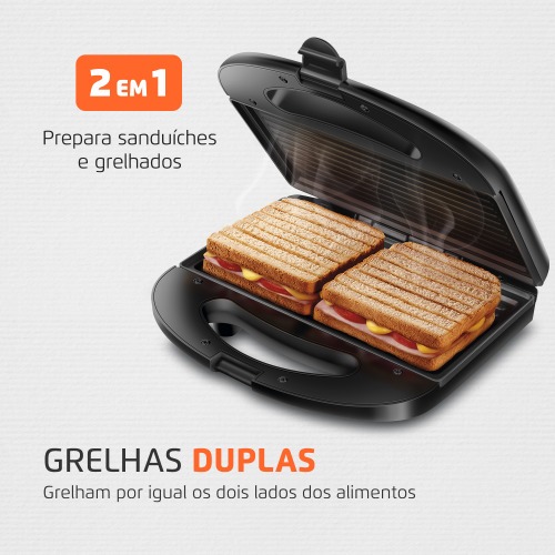 Sanduicheira Grill antiaderente 750 watts inox - S-20  110V