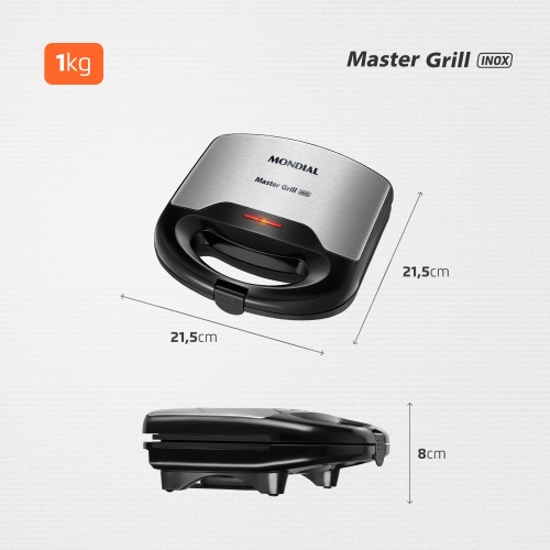 Sanduicheira Grill antiaderente 750 watts inox - S-20  110V