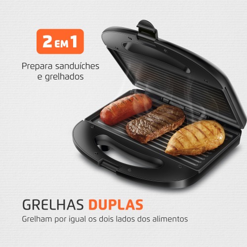 Sanduicheira Grill antiaderente 750 watts Pratic Grill - SN-01  220V