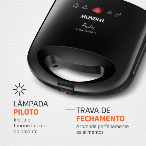 Sanduicheira Grill antiaderente 750 watts Pratic Grill - SN-01  220V