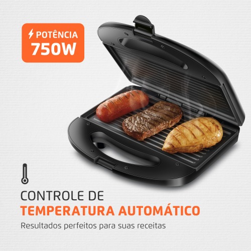 Sanduicheira Grill antiaderente 750 watts Pratic Grill - SN-01  220V