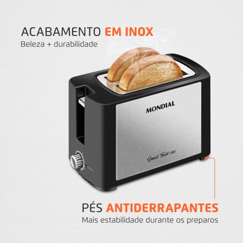 Torradeira de p�es 800 watts Smart Toast Inox - T-13  110V
