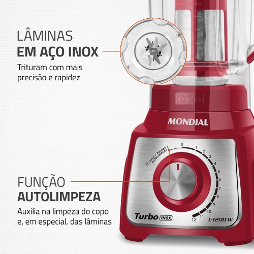 Liquidificador 12 velocidades 1200 watts Turbo Inox - L-1200RI 220V Liquidificador 12 velocidades 1200 watts Turbo Inox - L-1200RI 220V