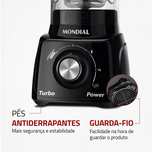 Liquidificador 3 velocidades Turbo Power preto - L-99FB  110V