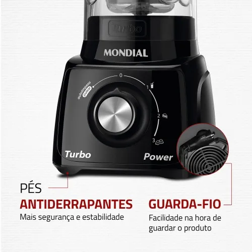 Liquidificador 3 velocidades Turbo Power preto - L-99FB 110V - L