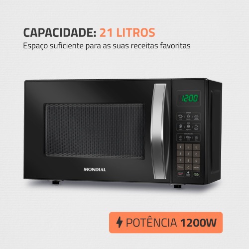 Micro-ondas 21 litros 1200W 10 n�veis de pot�ncia - MO-01-21-B  220V