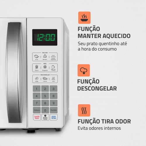 Micro-ondas 21 litros 1200W 10 níveis de potência - MO-01-21-W 110V Micro-ondas 21 litros 1200W 10 níveis de potência - MO-01-21-W 110V