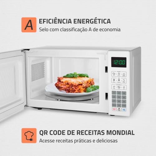 Micro-ondas 21 litros 1200W 10 níveis de potência - MO-01-21-W 110V Micro-ondas 21 litros 1200W 10 níveis de potência - MO-01-21-W 110V