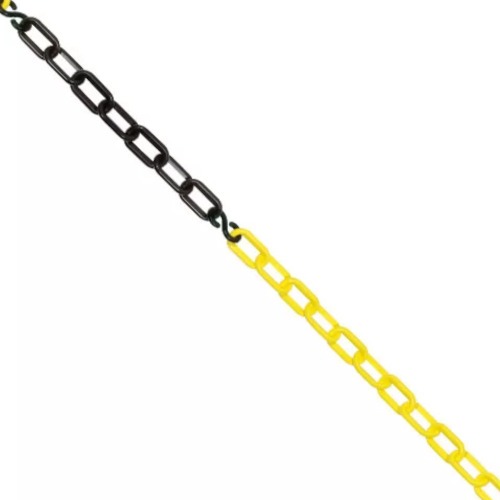 Corrente plástica para sinalização 8 mm 10 metros amarela e preta Corrente plástica para sinalização 8 mm 10 metros amarela e preta