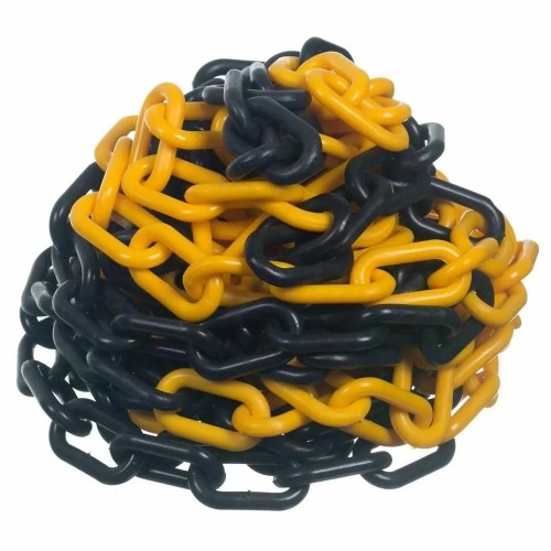 Corrente plástica para sinalização 8 mm 10 metros amarela e preta Corrente plástica para sinalização 8 mm 10 metros amarela e preta