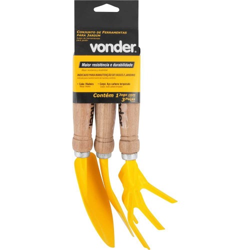 Conjunto para jardim com 3 peças cabo em madeira Conjunto para jardim com 3 peças cabo em madeira