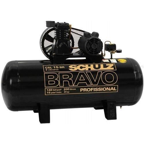 Compressor de ar 15 pés 200L 3 hp 140 libras trifásico Bravo - CSL15BR/200 Compressor de ar 15 pés 200L 3 hp 140 libras trifásico Bravo - CSL15BR/200