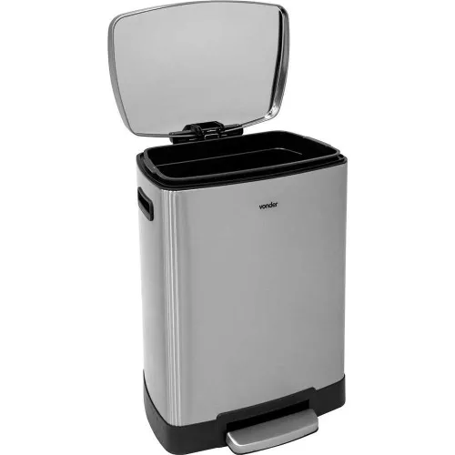 Lixeira inox retangular 50L com pedal - 63.56.050.003 - Vonder