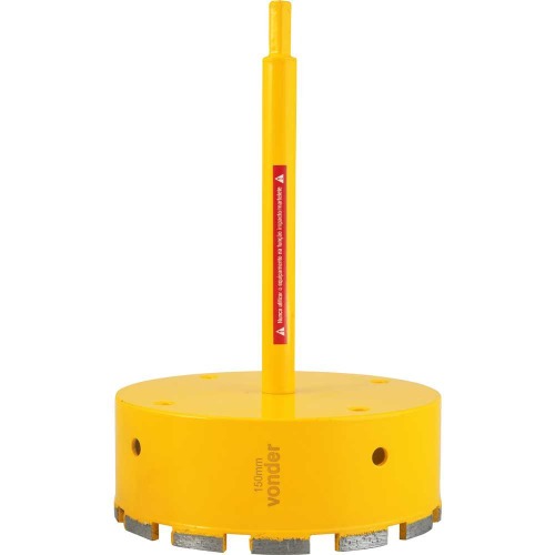 Serra copo diamantada 150 mm com haste de 3/8