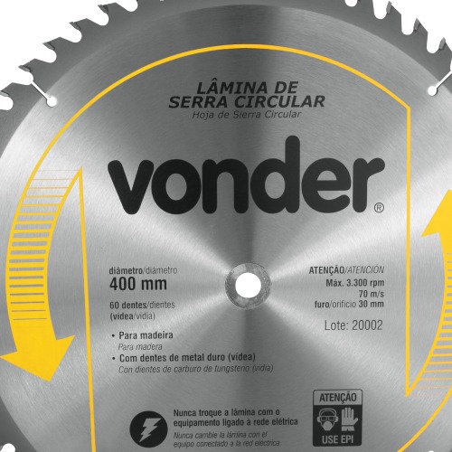 Disco de serra para madeira 400 x 30 mm 60 dentes - 46.50.400.600 Disco de serra para madeira 400 x 30 mm 60 dentes - 46.50.400.600