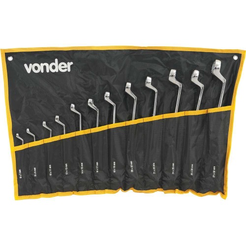 Jogo de chave estrela 6 a 32 mm a�o cromo van�dio 12 pe�as