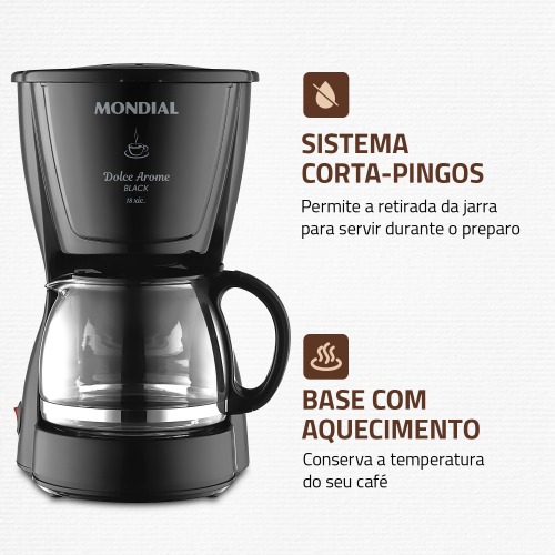 Cafeteira el�trica 550 W jarra de vidro 18 x�caras Dolce Arome - C-30-18X-FB  220V