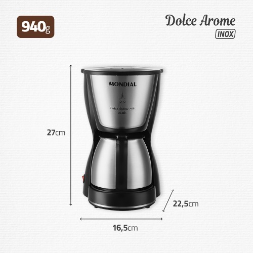 Cafeteira el�trica 550W jarra inox 15 x�caras Dolce Arome - C-34 JI-15X  110V