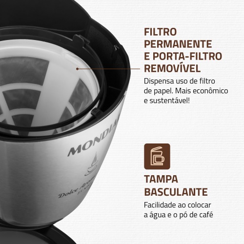 Cafeteira el�trica 550W jarra inox 15 x�caras Dolce Arome - C-34 JI-15X  110V