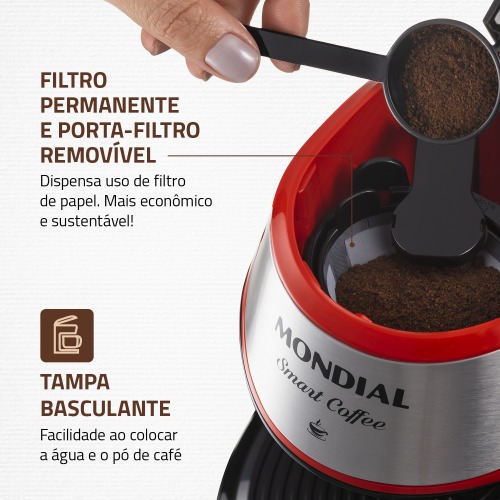 Cafeteira eltrica 2 xcaras vermelha Smart Coffee - C-42-2X-RI  220V