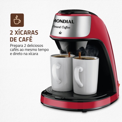 Cafeteira el�trica 2 x�caras vermelha Smart Coffee - C-42-2X-RI  110V