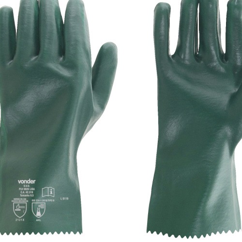 Kit 5 pares de luva pvc lisa com forro de algodo 26 cm - PLV 0026