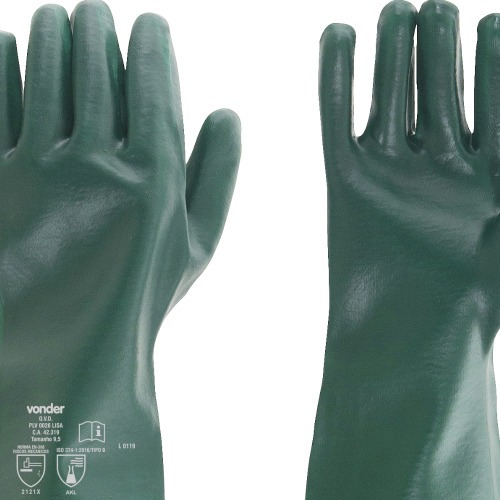 Kit 5 pares de luva pvc lisa com forro de algodo 26 cm - PLV 0026