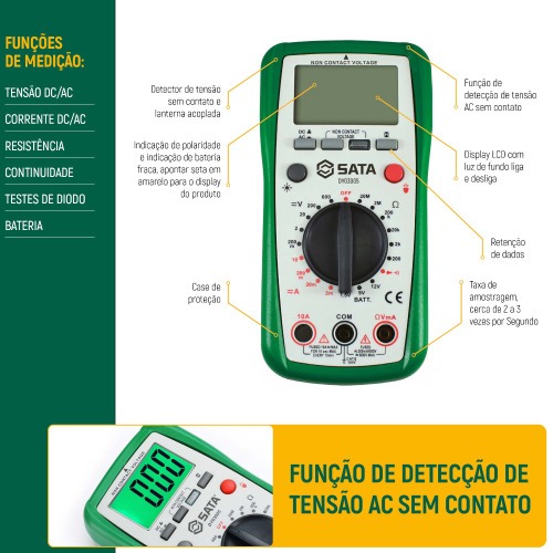 Mult�metro digital com medi��o sem contato 600V CAT II DC/AC - STDY03005