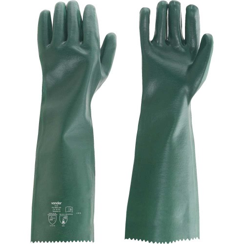 Kit 5 pares de luva pvc lisa com forro de algodão 56 cm - PLV 0056 Kit 5 pares de luva pvc lisa com forro de algodão 56 cm - PLV 0056