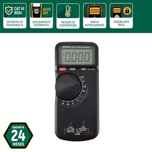 Multmetro digital com medio de temperatura 600V CAT III DC/AC - ST03057