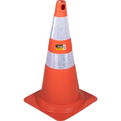Cone de sinalizao com 75 cm flexvel 2 faixas