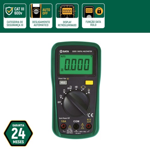 Multímetro digital mini 600V CAT III DC/AC - ST03005 Multímetro digital mini 600V CAT III DC/AC - ST03005