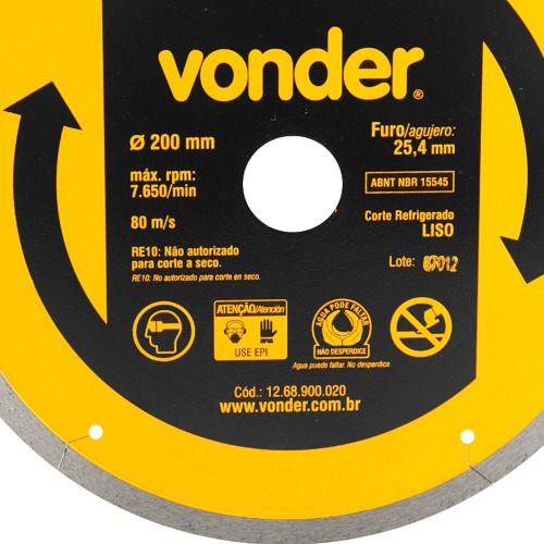 Disco diamantado liso 200 mm para porcelanato e cer�mica