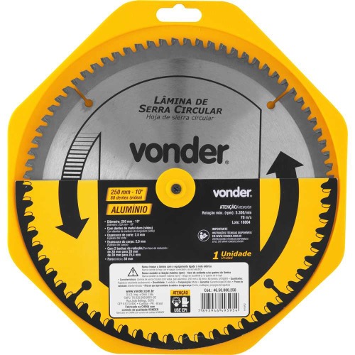 Disco de serra para alum�nio 250 x 30 mm 80 dentes