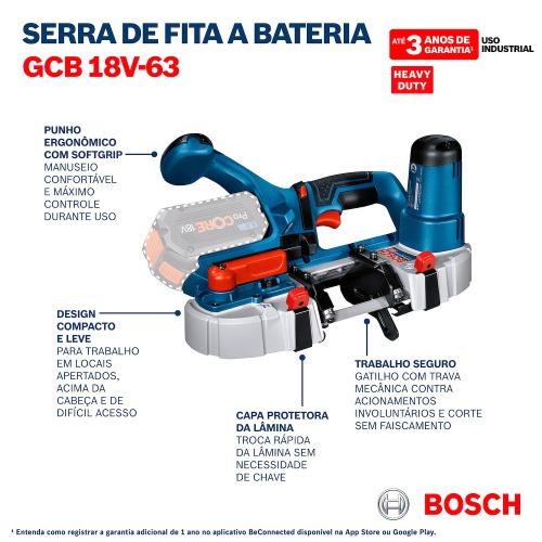 Serra de fita porttil a bateria 18V Sem Bateria - GCB 18V-63