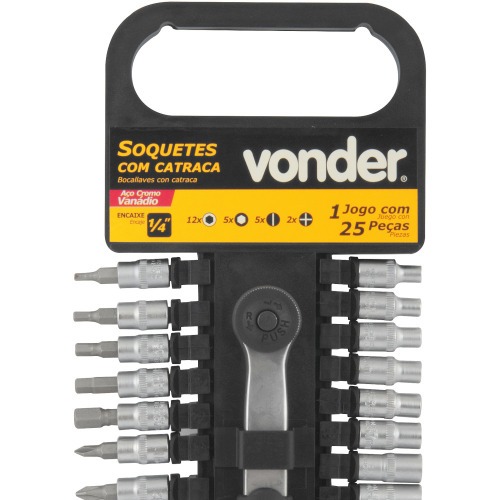 Jogo de soquete sextavado 4 a 13 mm com 25 peas