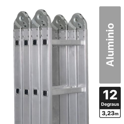 Escada multifuncional de alum�nio 4 x 3 com 12 degraus 13 em 1 - ESC0292