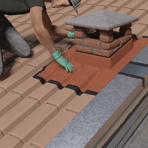 Fita manta asf�ltica telhado terracota auto adesiva 30 cm x 10 m - Vedatudo