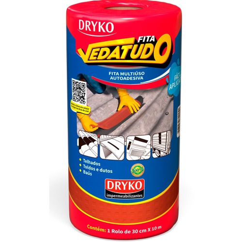 Fita manta asf�ltica telhado terracota auto adesiva 30 cm x 10 m - Vedatudo