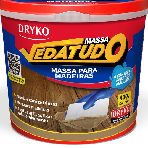 Massa para madeira reparo e calafetao 400 g - Vedatudo