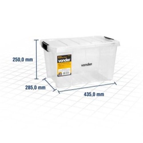 Caixa plstica transparente 43,5 x 28,5 x 25 cm - CBV 015