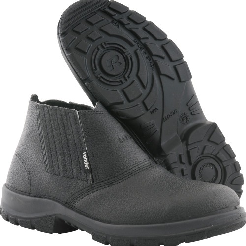 Botina bidensidade couro de raspa com elástico biqueira aço Botina bidensidade couro de raspa com elástico biqueira aço