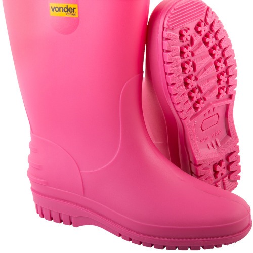 Bota de PVC rosa com forro 