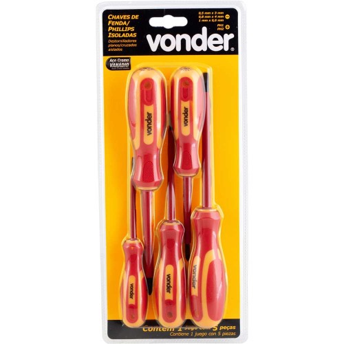 Jogo de chaves de fenda e phillips isolada com 5 peas IEC60900