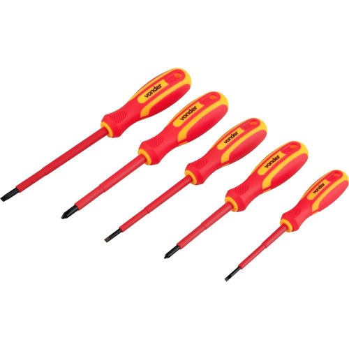 Jogo de chaves de fenda e phillips isolada com 5 peas IEC60900